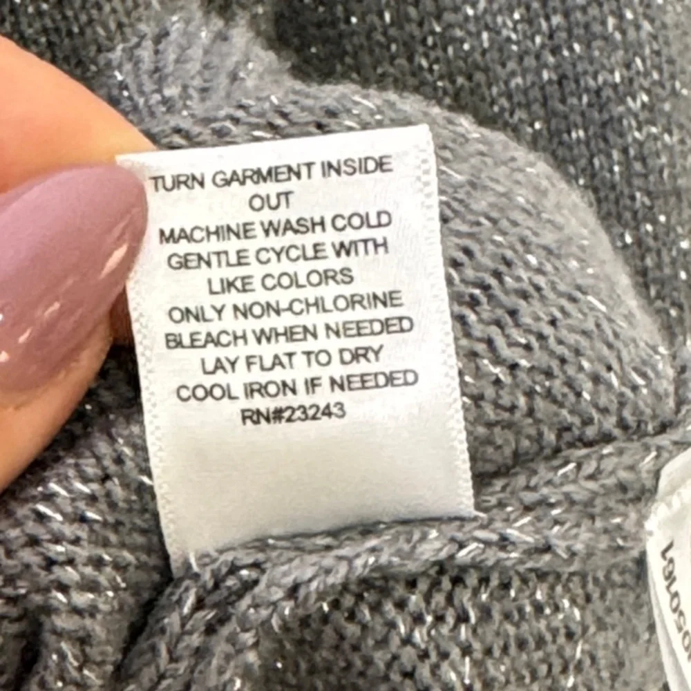 💫 NY&C 7th Avenue Grey Metallic Ruffle Sleeve Sweater - Picture 5 of 7